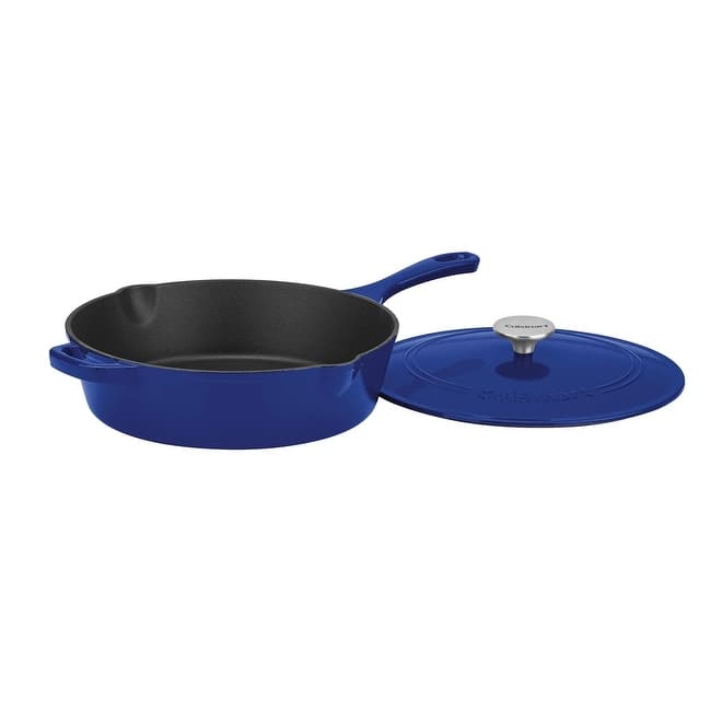 Cuisinart 12-Inch Cast Iron Chicken Fryer with Lid, 4.5 Quart Capacity, Porcelain Enameled Interior, Oven/Induction Safe