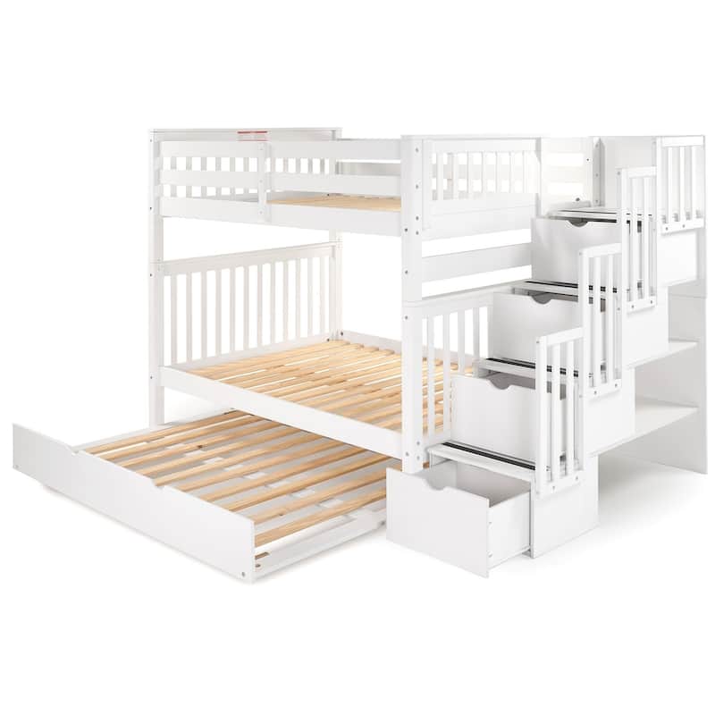 Taylor & Olive Trillium Full over Full Stairway Bunk Bed, Twin Trundle