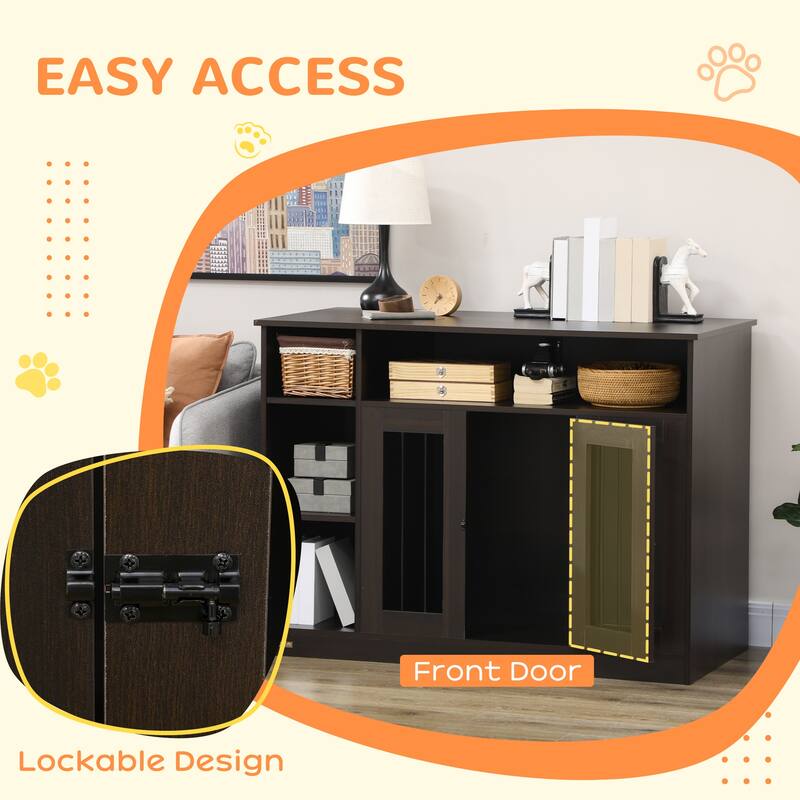 Dog Crate with Adjustable Shelf, Dog Crate End Table, Indoor Pet Crate for Medium and Large Dogs, with Large Flat Surface