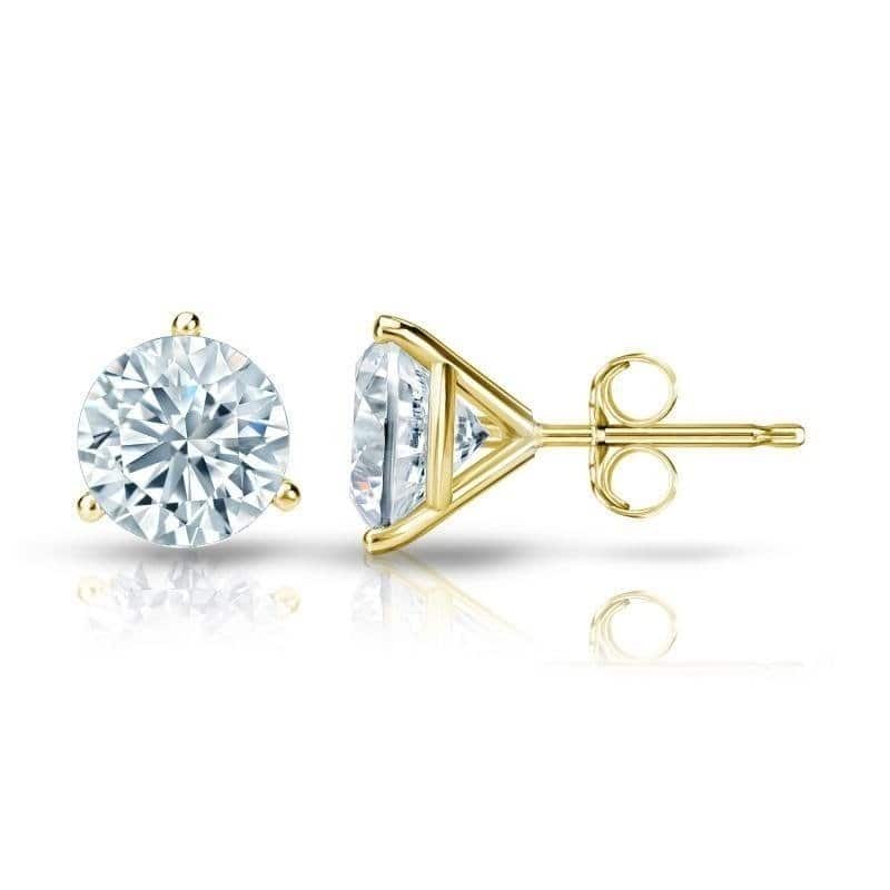Auriya 3 1/4ct 3 Prong Martini Set Round Diamond Stud Earrings 18kt Gold Certified