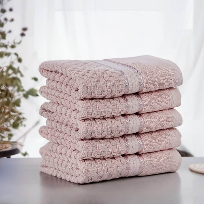 Pure Cotton 600 GSM Absorbent Washcloths 12x12 Inch by Ample Decor - 5 Pcs