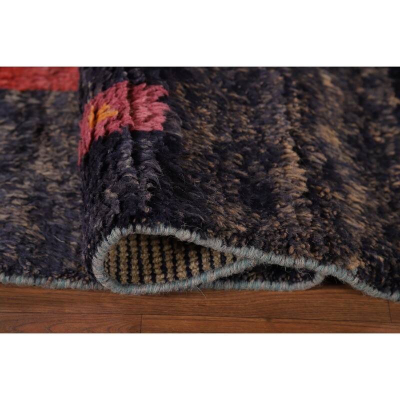 Geometric Plush Moroccan Area Rug Handmade Tribal Wool Carpet - 8'0" x 10'5"