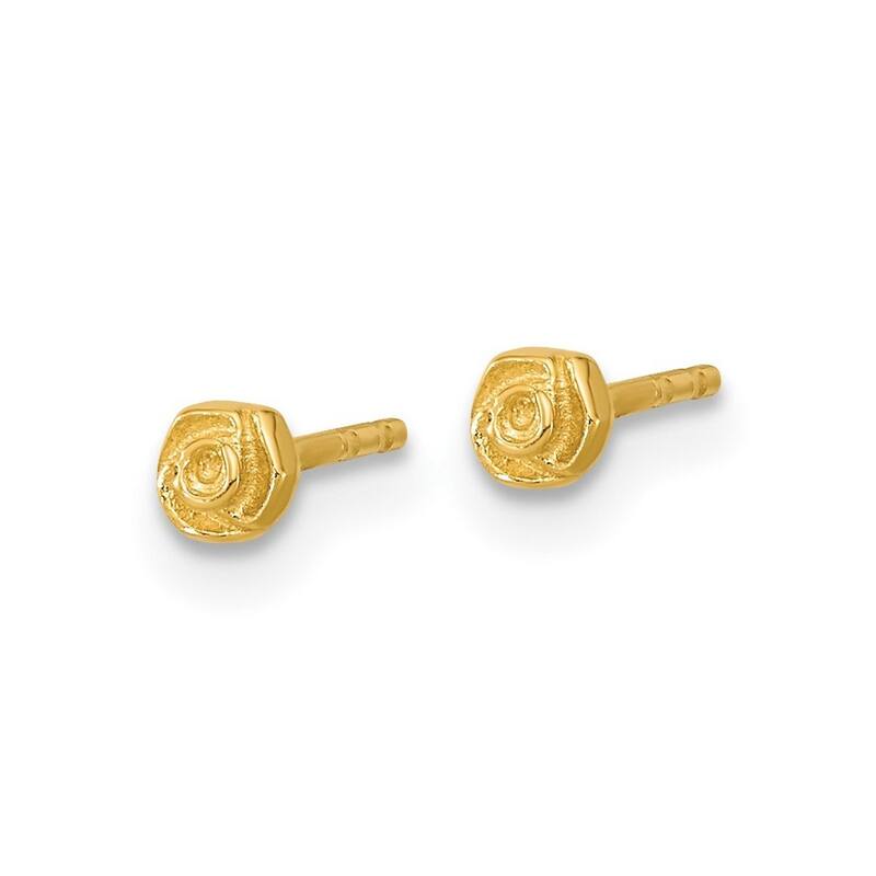 Curata 14k Yellow Gold 3mm Very Small Polished Rose Post Earrings