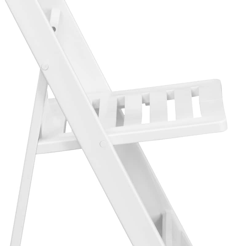 2 Pack 1000 lb. Capacity White Resin Folding Chair with Slatted Seat - 18"D x 17.5"W x 30.75"H