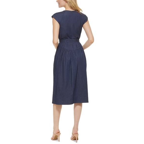 Dkny Women's Denim Cap Sleeve Tie Waist Midi Dress Blue Size 8 - Bed Bath & Beyond - 40630841 Dkny Women's Denim Cap Sleeve Tie Waist Midi Dress Blue Size 8 - Bed Bath & Beyond - 40630841