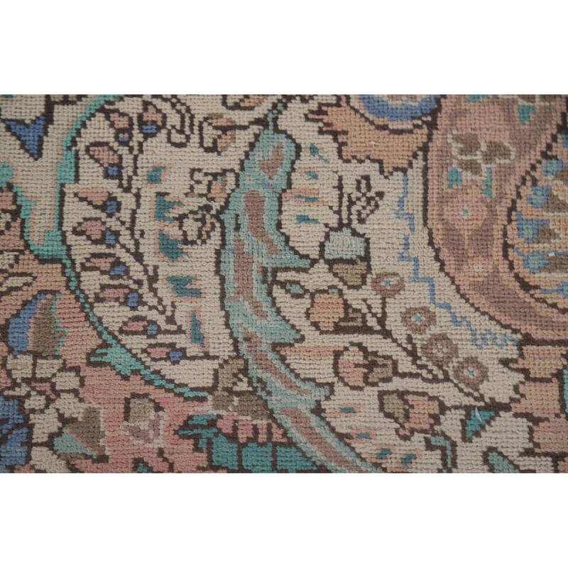 Hand Knotted Oriental 100% Wool Carpet Traditional Floral Pink Tabriz Area Rug - 9' 10'' X 6' 7''