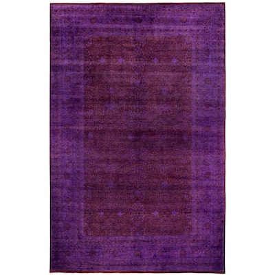 Overdyed One-of-a-Kind Hand-Knotted Area Rug - Purple - 10' 2" x 15' 8"
