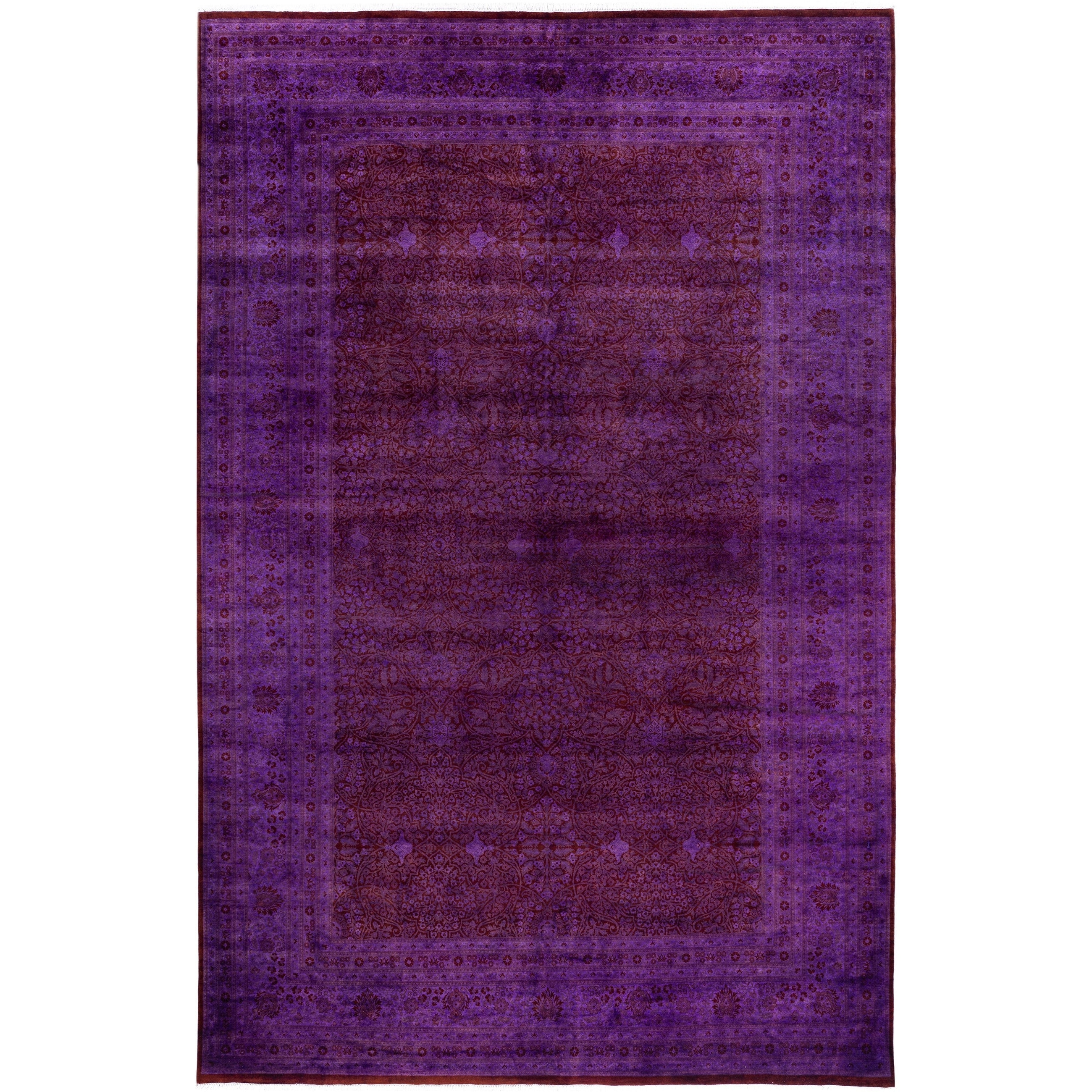 Overdyed One-of-a-Kind Hand-Knotted Area Rug - Purple - 10' 2" x 15' 8"