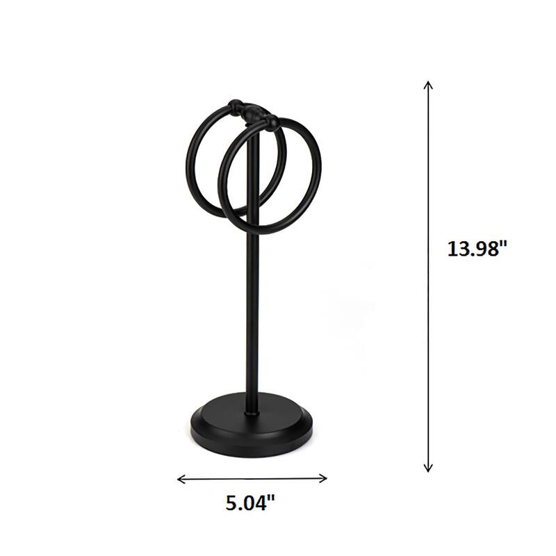 Matte Black Stainless Steel Double Ring Fingertip Towel Holder With Heavy Base