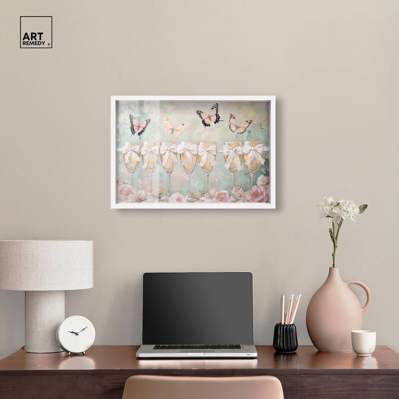 Champagne Mint and Pink Glass Shadowbox by Art Remedy