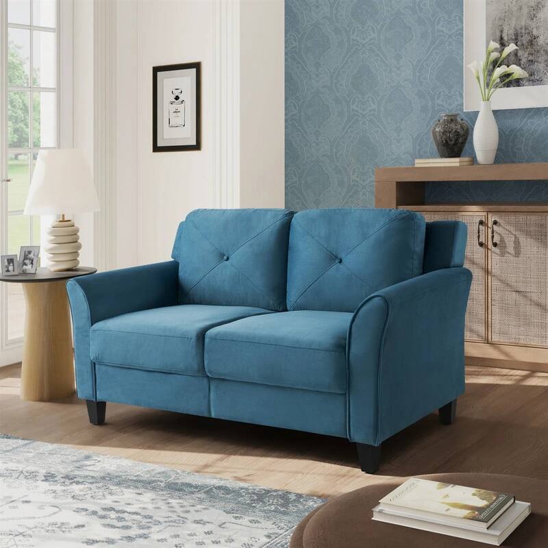 Modern 2-Seater Upholstered Microfiber Loveseat Sofa with Tufted Cushions for Living Room - 32.7'' H x 56.3'' W x 31.5'' D
