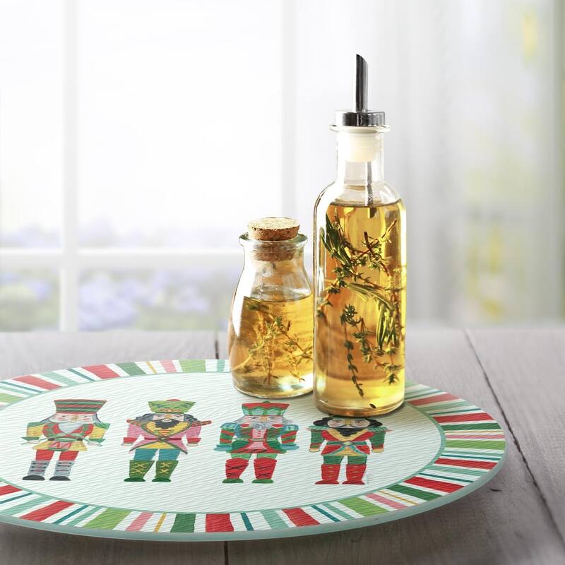 Nutcrackers 4mm Heat Tolerant Tempered Glass Lazy Susan Turntable 13" Round Condiment Caddy Cake Plate Pizza Stand