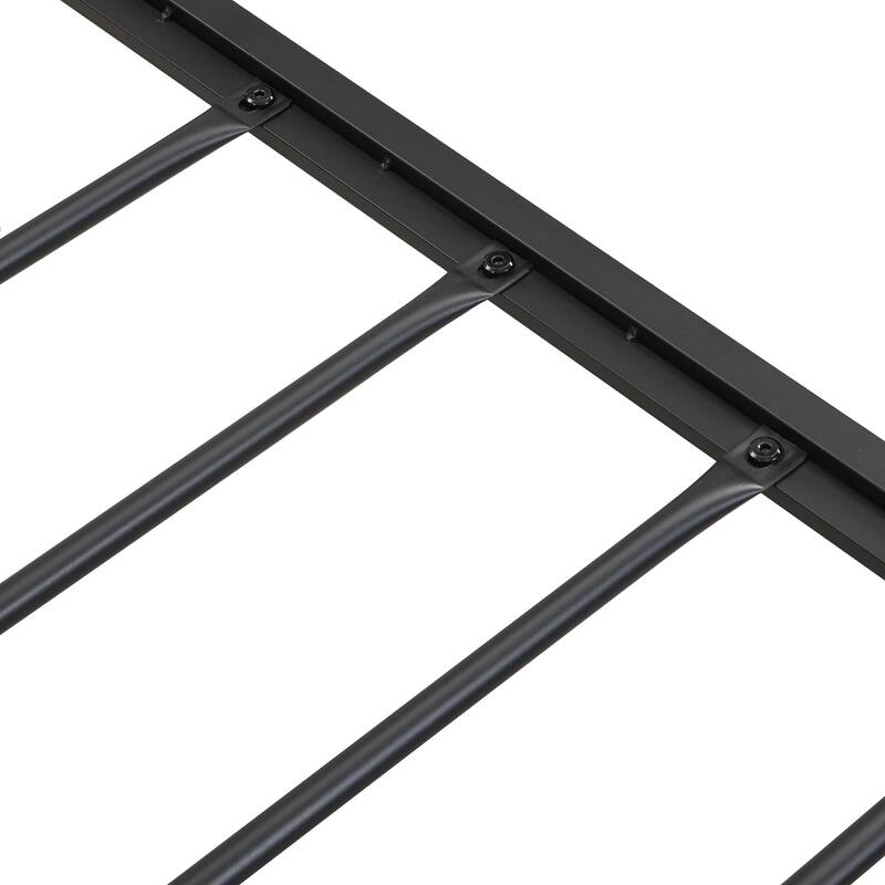 Metal Platform Bed with Upholstered Headboard and USB