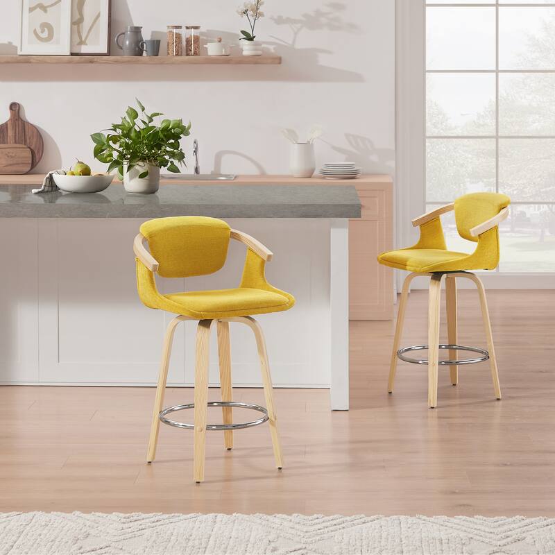 Art Leon Set of 2 Comfortable Fabric Upholstered Counter Stool, Barstool