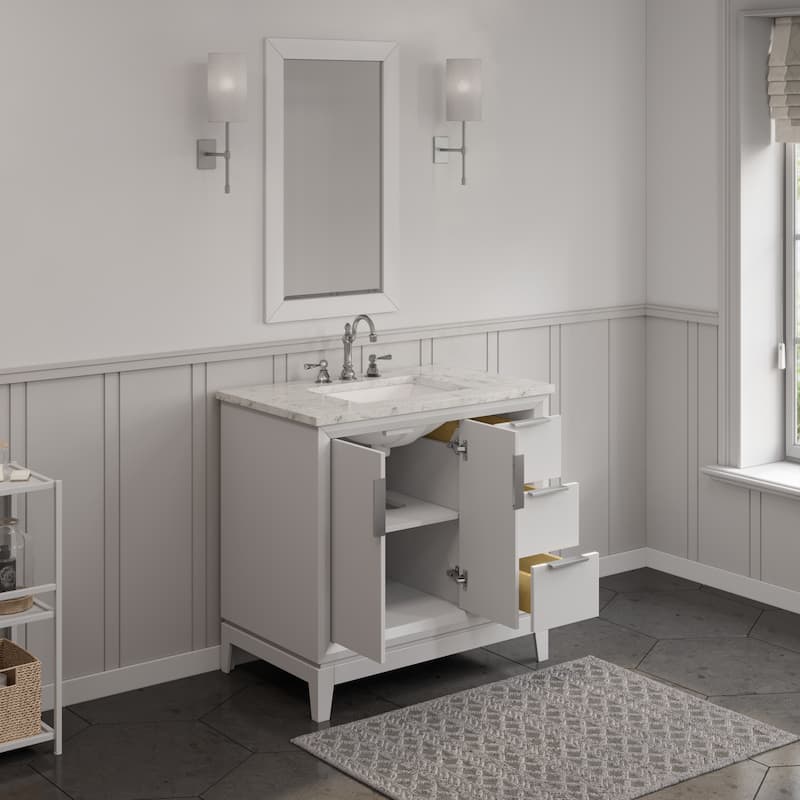 Elizabeth 36" Carrara White Marble Bathroom Vanity With Faucet