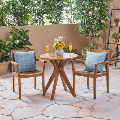 Stamford Outdoor 3 Piece Acacia Wood Bistro Set by Christopher Knight Home