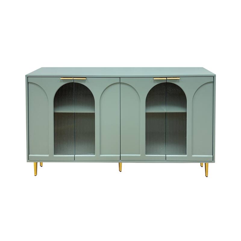 Sideboard Buffet Server Cabinet TV Console Table, Accent Storage Cabinet with 4 Glass Doors & Adjustable Shelf, Entrance Cabinet