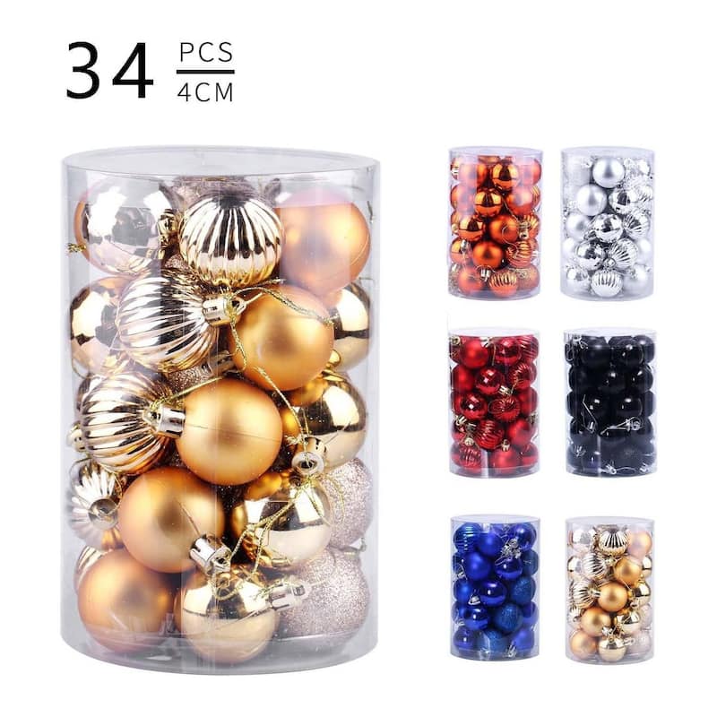 34PCS 1.57in Decorative Christmas Balls Ornaments for Xmas Tree Decor - N/A