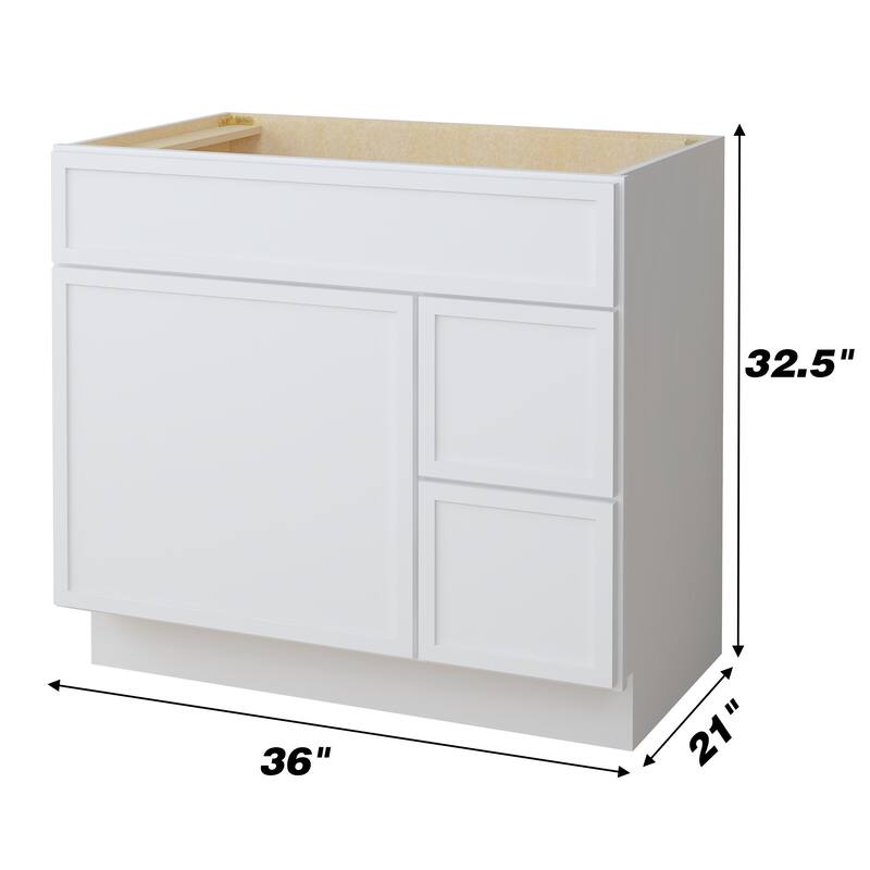 Vanity Art 36" Freestanding Single Base 2 Drawers Storage Cabinet with Soft Close Door