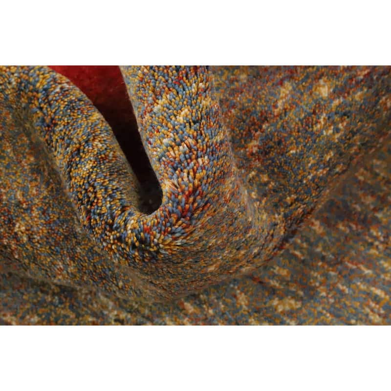 Hand Knotted Oriental 100% Wool Carpet Modern Bordered Multi-Colored Gabbeh Area Rug - 6' 6'' X 4' 7''