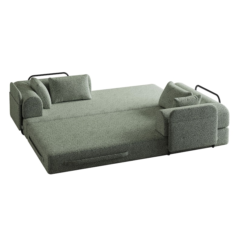 78.7-Inch Convertible Sleeper Sofa Bed With Cylindrical Pillow,Folding Sofa Bed With Side Pocket