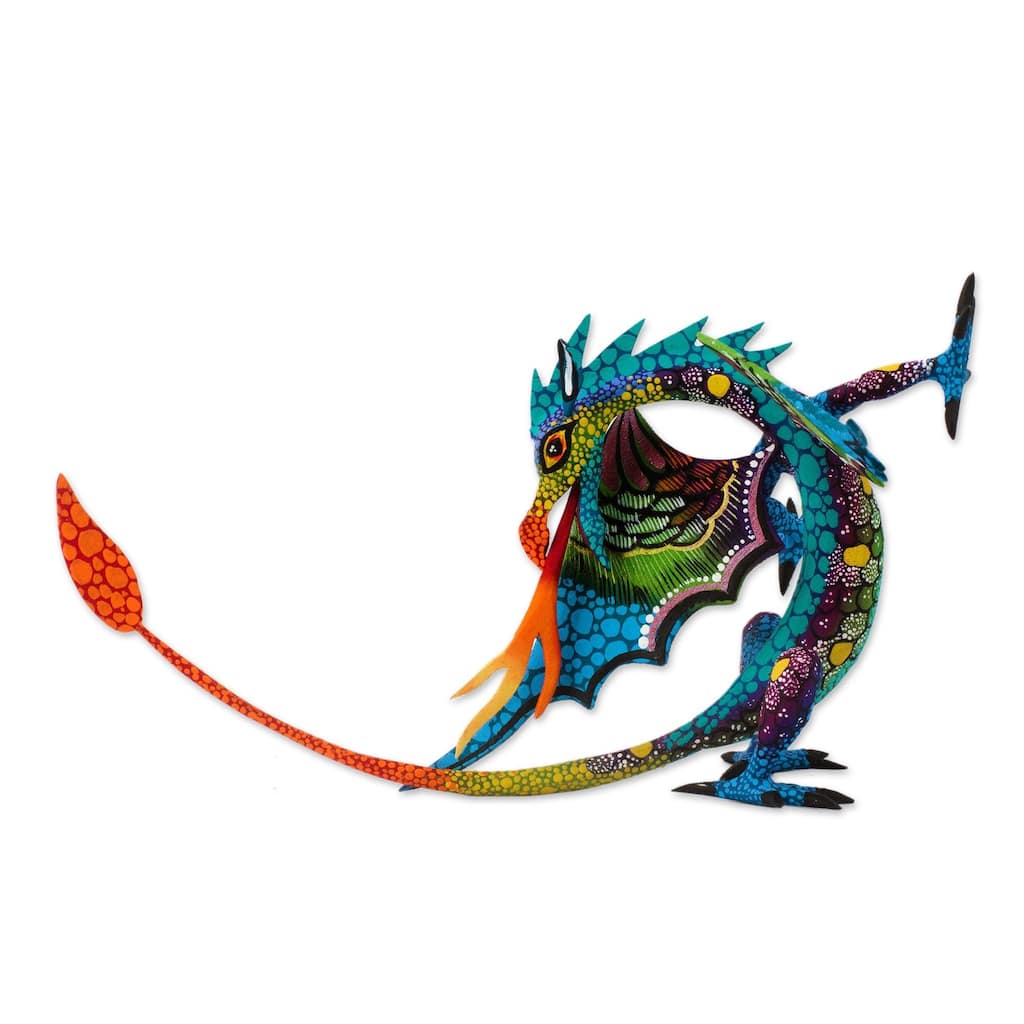 Handmade Mexican Dragon Copal wood alebrije (Mexico) - 13.5 cm H x 22 cm W x 39 cm D