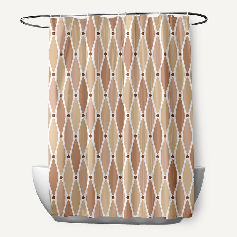 71 x 74-inch Wavy Geometric Print Shower Curtain - Taupe