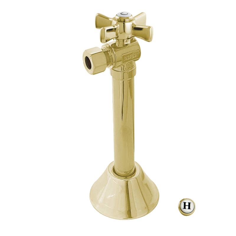 Kingston Brass Millennium 1/2" Sweat X 3/8" OD Comp Angle Shut-Off Valve with 5" Extension - Polished Brass