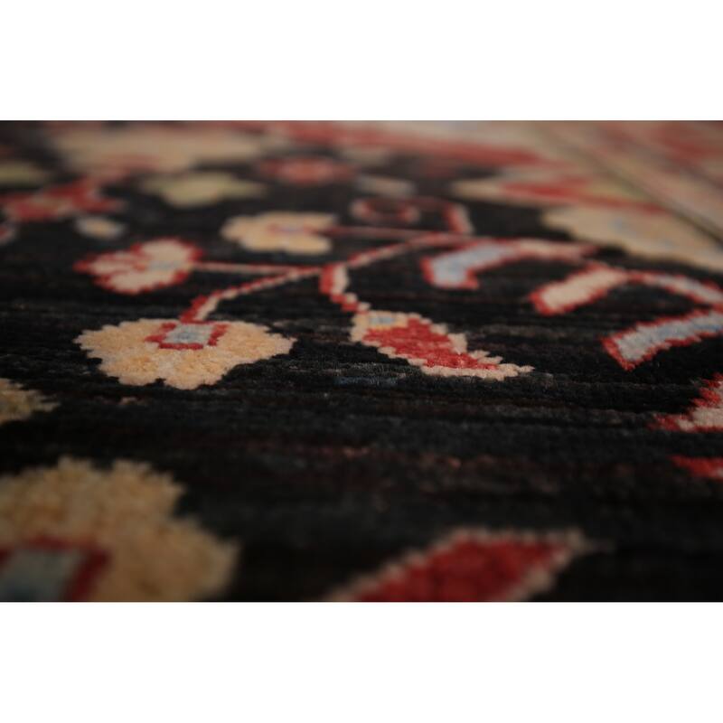 Black Vegetable Dye Heriz Oriental Rug Handmade Wool Carpet - 4'11" x 6'8"