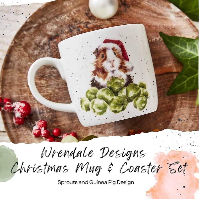 Royal Worcester Wrendale Designs Mug and Coaster Set Christmas