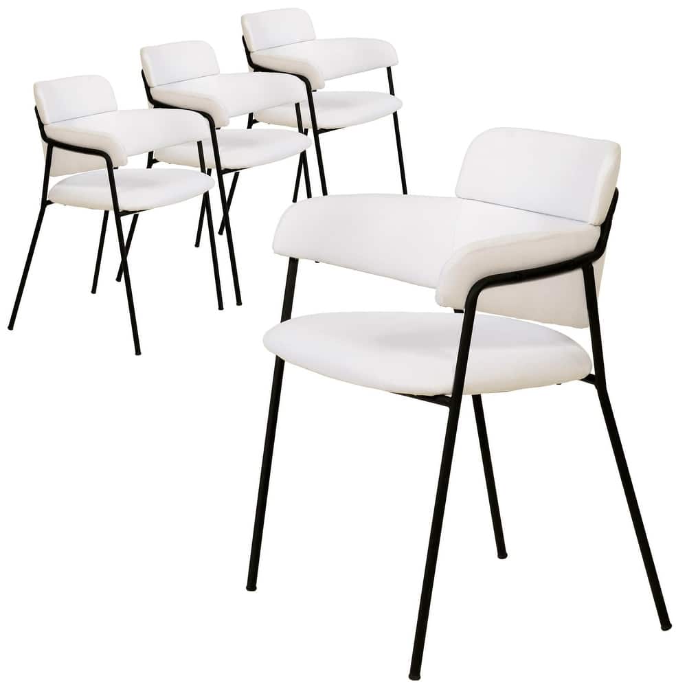 LeisureMod Set of 4 Axis Upholstered Dining Chairs with Curved Backrest, Contemporary Accent Side Chair for Home Office Bedroom