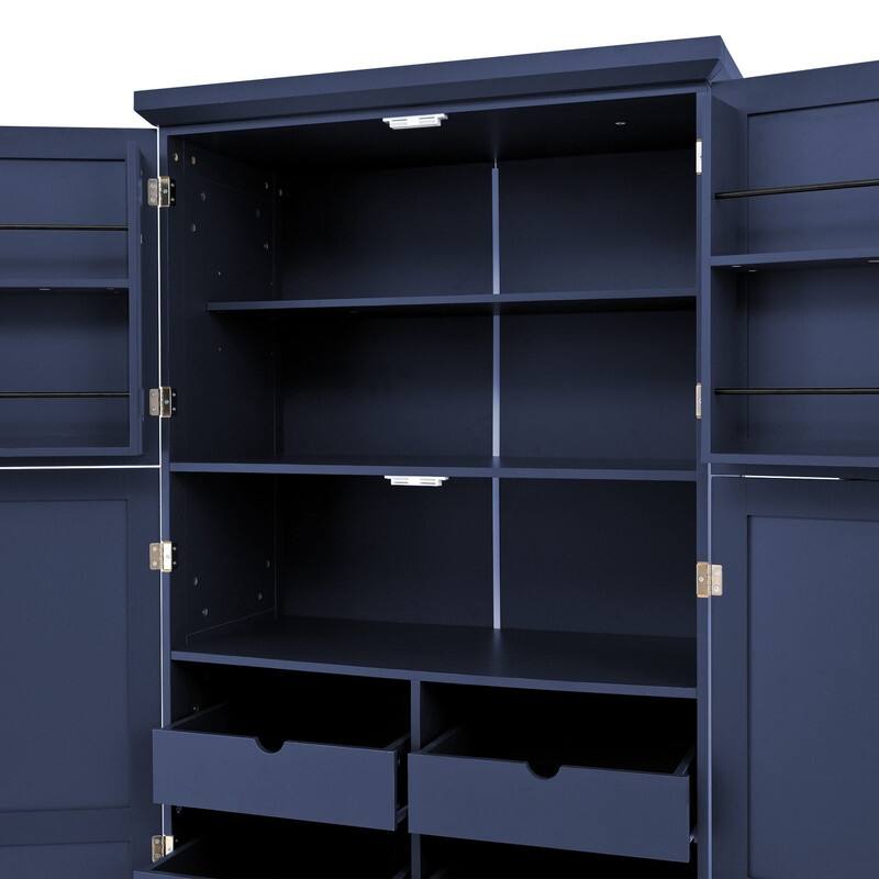 70.9"Tall Freestanding Kitchen Pantry Cabinet with Doors, Pull-out Trays and Adjustable Shelves for Organization