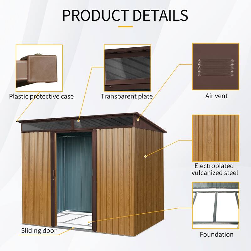 GDF Studio - Sandberg Outdoor Metal Storage Shed with Transparent Panels and Lockable Sliding Doors