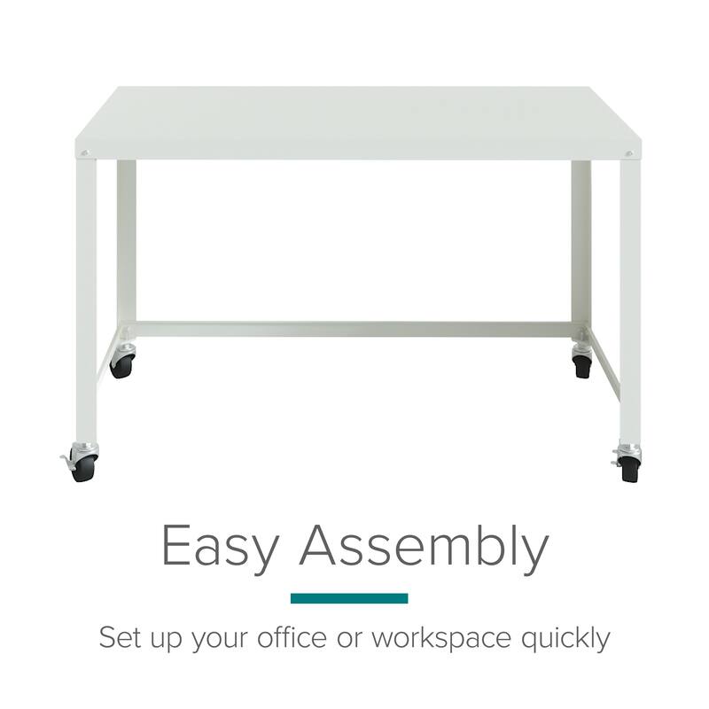 Space Solutions 48-inch Wide Mobile Metal Desk, White