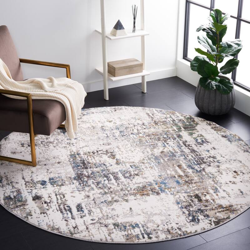 SAFAVIEH Bel Air Ursela Abstract Rug - 6'7" Round - Grey/Blue