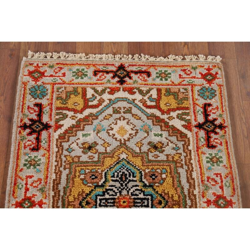 Geometric Heriz Serapi Oriental Accent Rug Handmade Wool Carpet - 2'0" x 3'0"