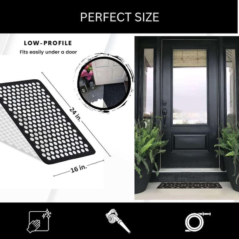 Outdoor Mat Harold Railing Rubber Rug 24x16 Inch Black