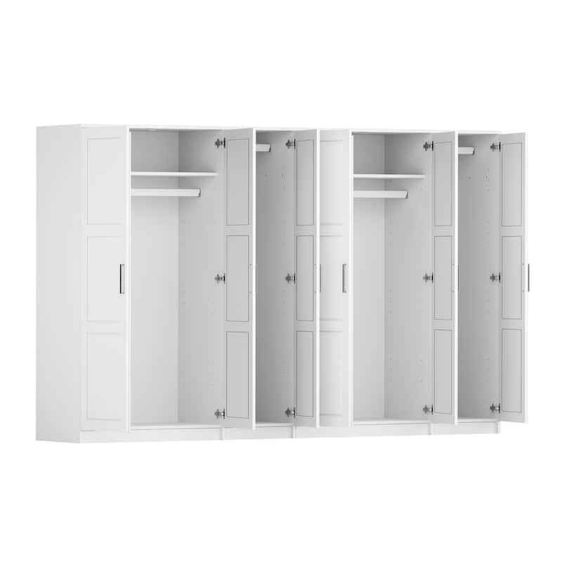 Palace Imports 100% Solid Wood Urban 6-Door Wardrobe with Solid and Mirrored Doors