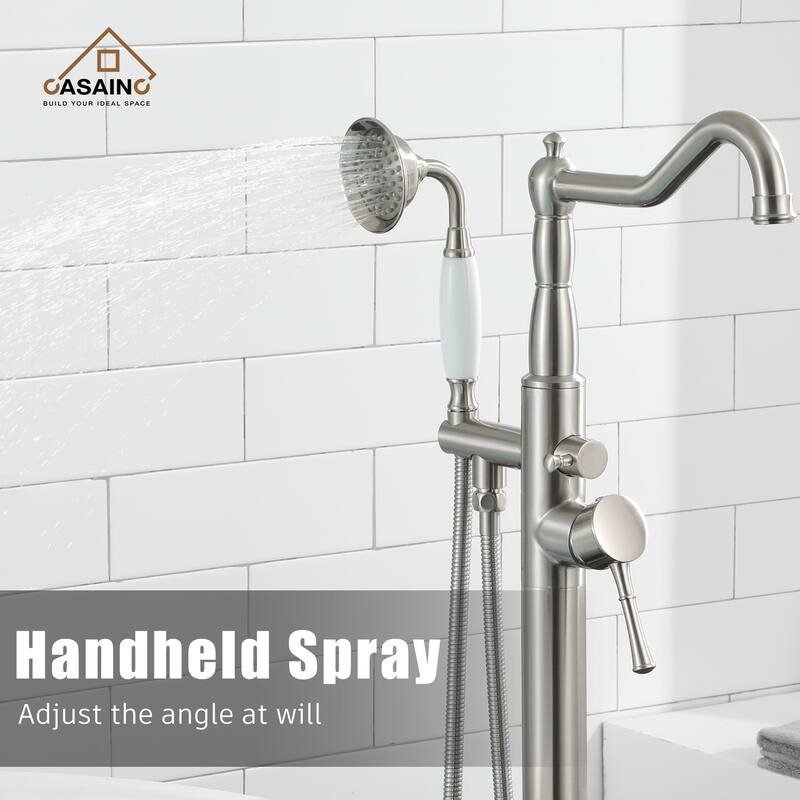 Single Handle Classical Freestanding Bathtub Faucet with Hand Shower Hand