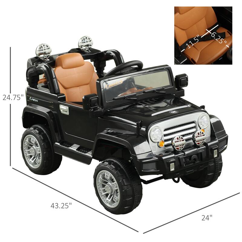 Kids 12V Off-Road Electric Truck with Remote Control, MP3, and Working Headlight