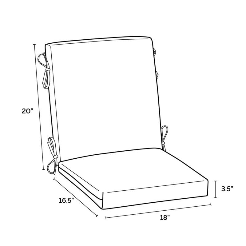 ARDEN Outdoor Midback Chair Cushion, 18 x 16.5