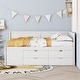preview thumbnail 1 of 9, Full Captain Bed Daybed Frame Platform Bed Mattress Foundation with L-Shaped Guardrail 4 Drawers and Shelves - White White - Full