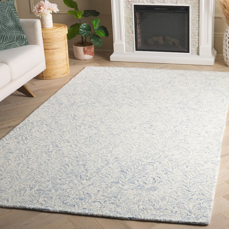 SAFAVIEH Handmade Ebony Lelioara Modern & Contemporary Wool Rug - 3' x 5' - Blue/Ivory