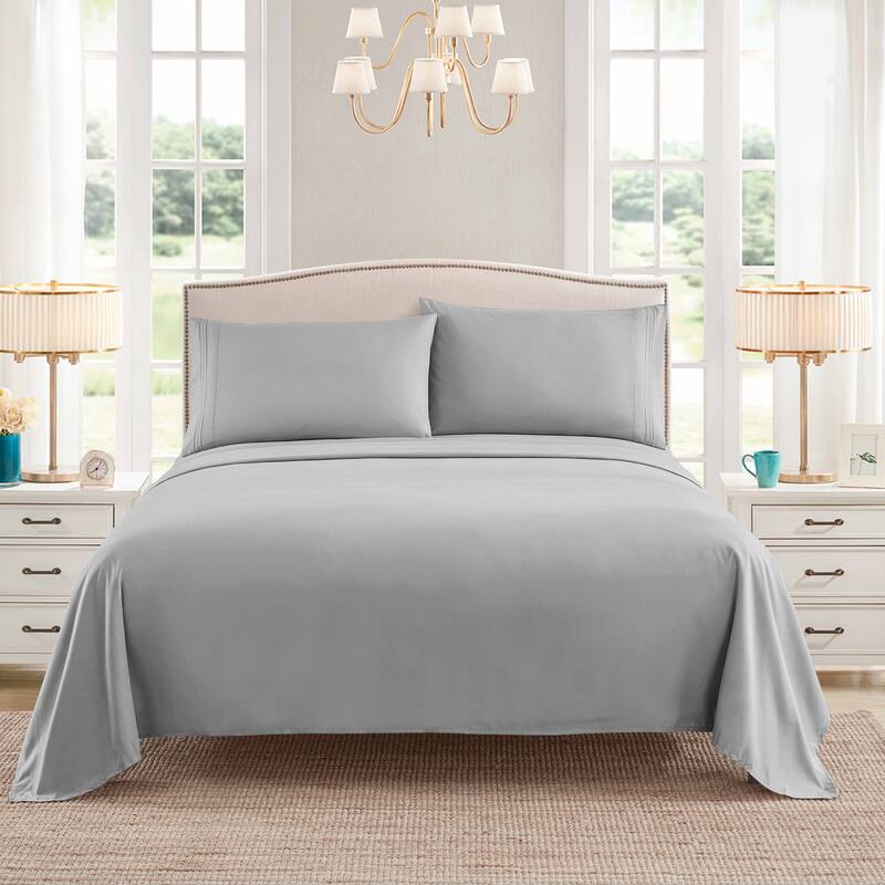 Sweet Home Collection 4 Piece Chevron Printed Sheet Set, Double Brushed Microfiber