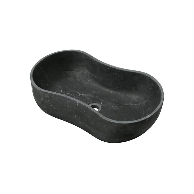 Roomfitters Marble Bathroom Vessel Sink, Natural Stone Countertop Wash Basin, Organic Wavy Vanity Bowl, Matte Finish, Dark Grey