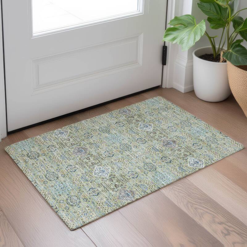 Machine Washable Indoor/ Outdoor Boho Panel Chantille Rug