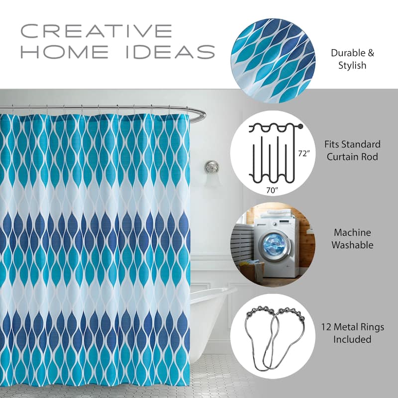 Clarisse Faux Linen Textured Shower Curtain with 12 Metal Rings