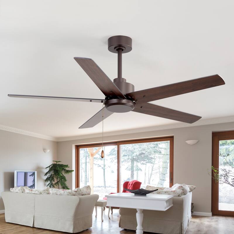 52" Indoor Traditional 5-Blade Ceiling Fan No Light with Pull Chain