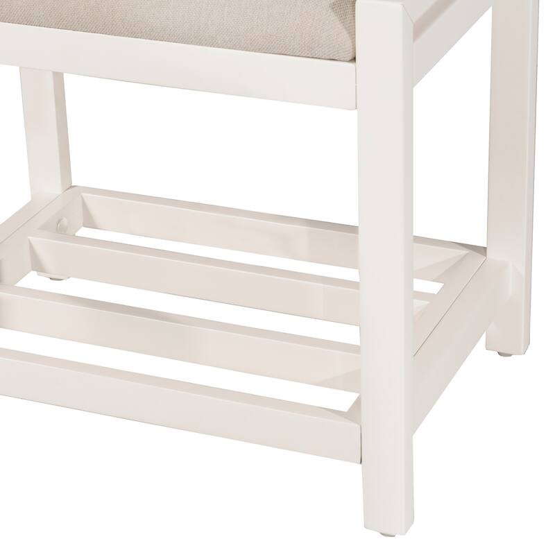 Hillsdale Amelia Backless Wood Vanity Stool, White - 21" x 14.5" x 18.5"