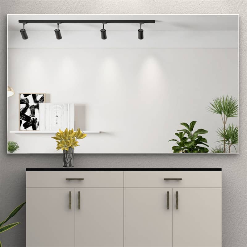 60" x 36" Modern Rectangle Bathroom Mirror with Aluminum Frame